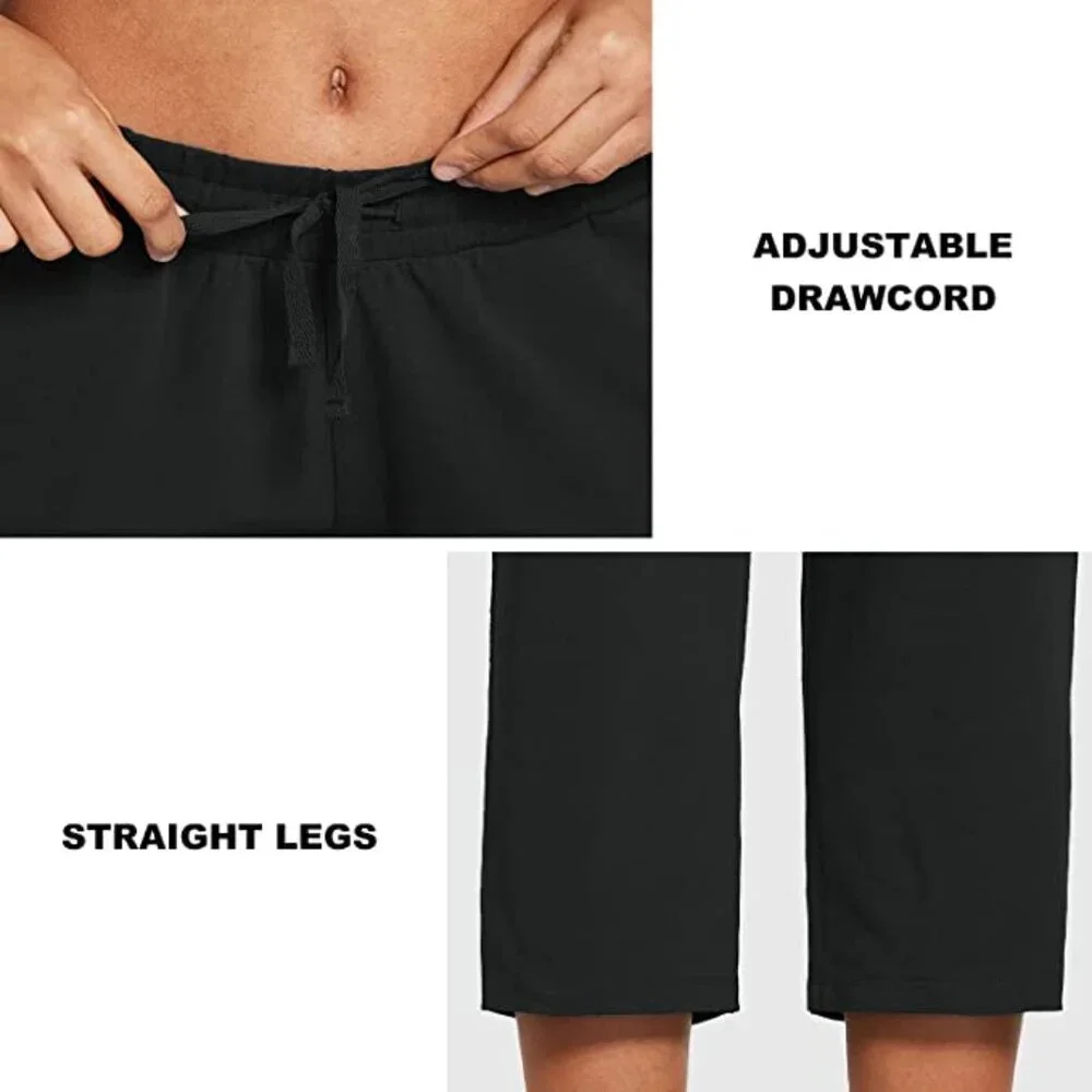COPY - Women's Capri Pants Casual Summer Cotton Yoga Wide Leg((S/M/XL) BLACK - Picture 5 of 7